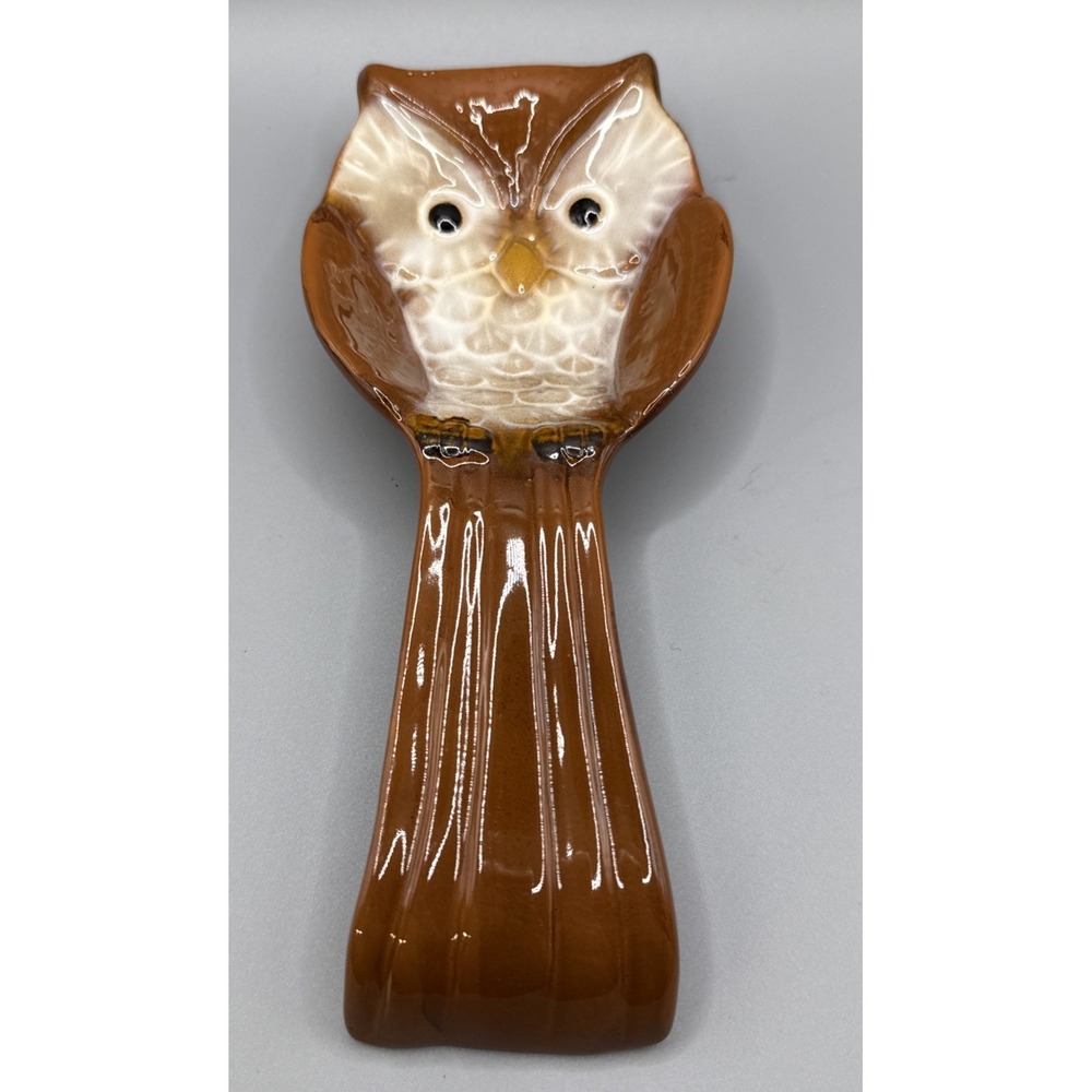 Ceramic OWL SPOON REST Fall Decor Kitchen‎
